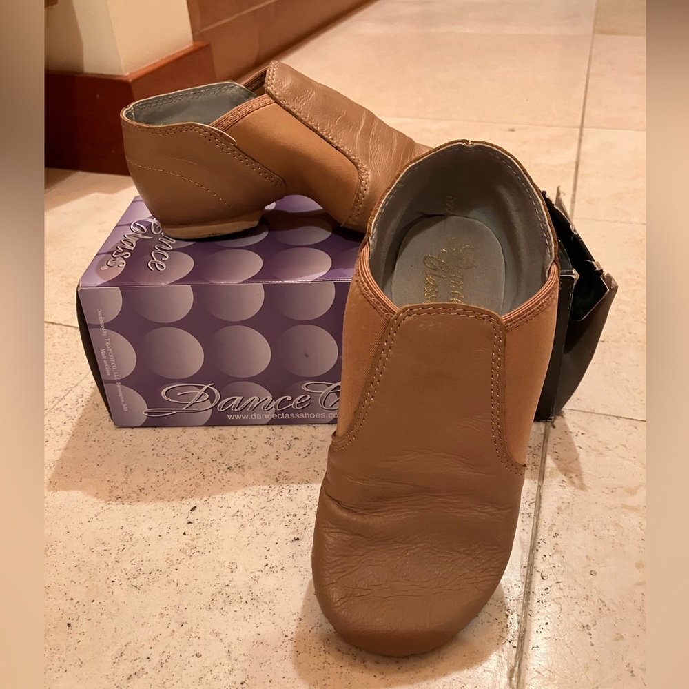 Dance Class Carmel Leather Jazz Shoes, girls size 13